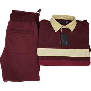 Cookies Triumph LS Polo Shirt & Sweatpants Set Size Large - Maroon
